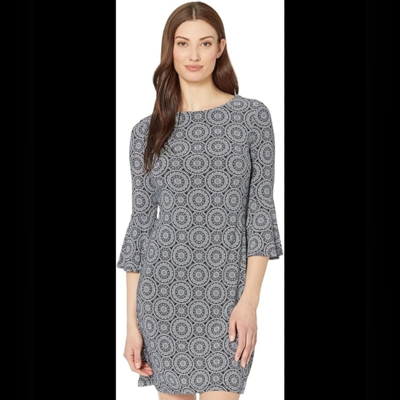 Tommy Hilfiger Bell Sleeve Mini Dress Black and White Womens‎ 2 - Picture 1 of 6